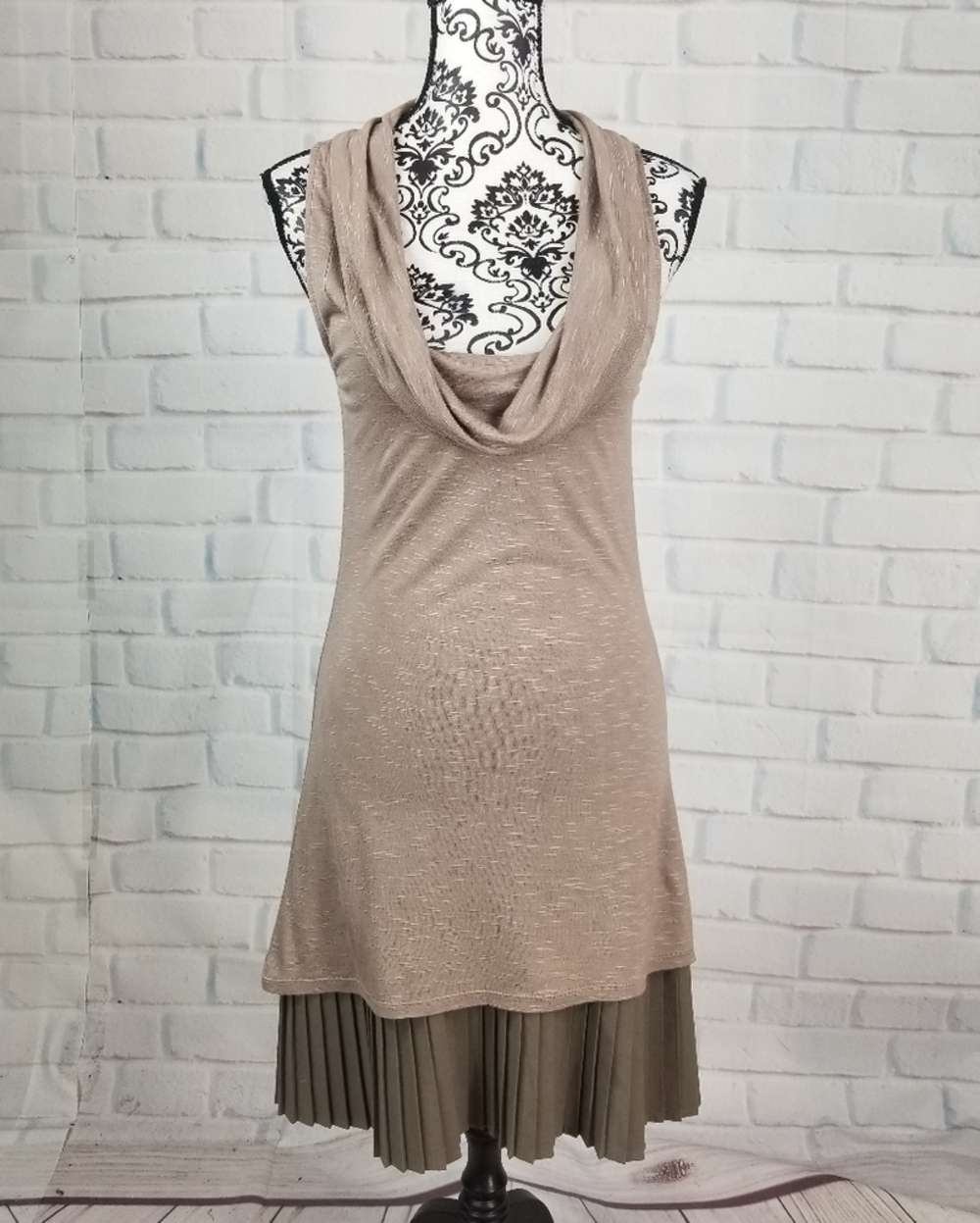 Free People size small dress cowl neck pleated hem